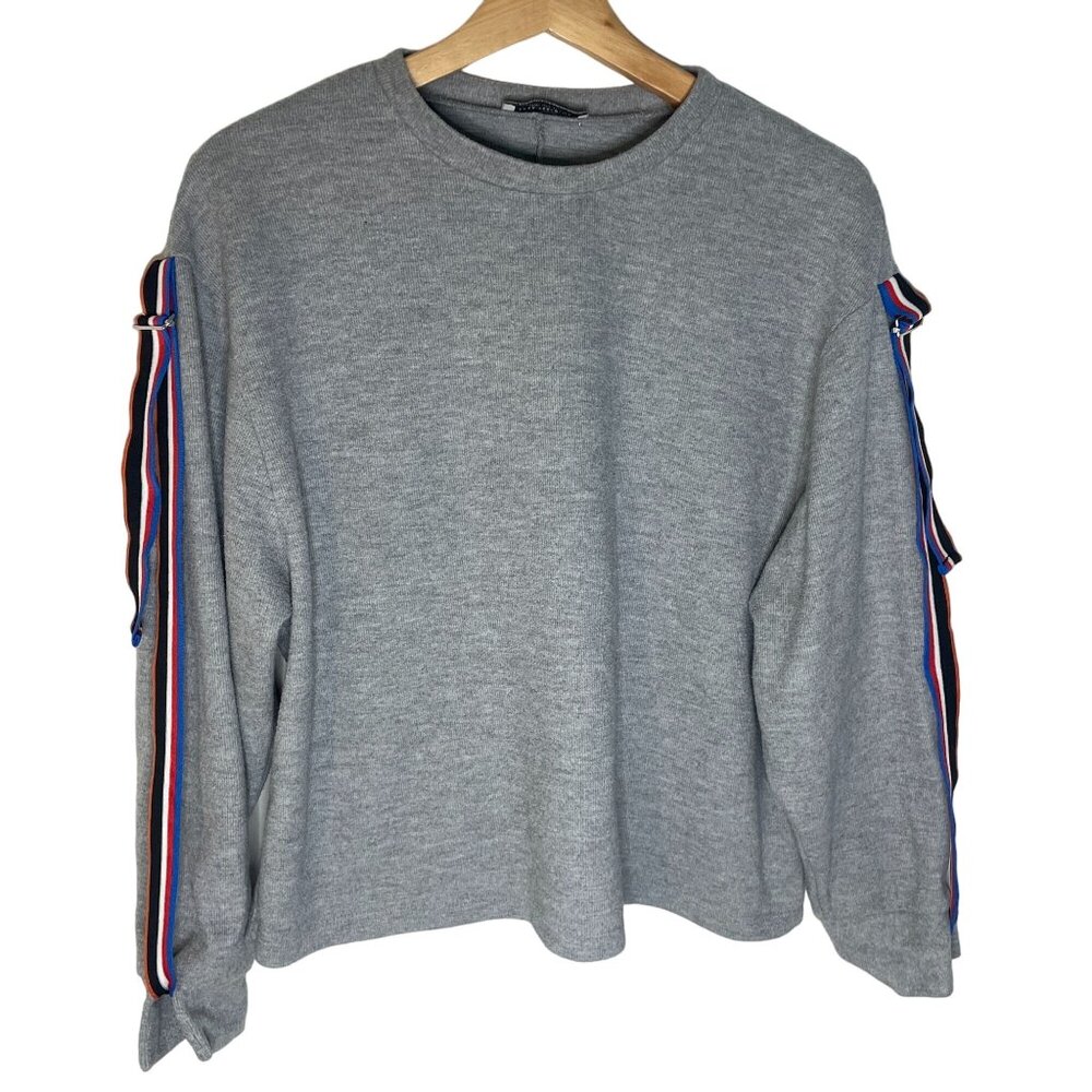 Zara Trafaluc Cropped Sweatshirt Colorful Adjustable Suspender Arm Detail S